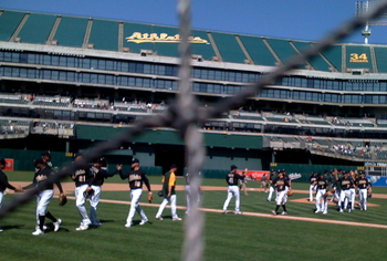 Oakland A's celebrate a win