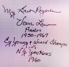 Vern Law's autograph